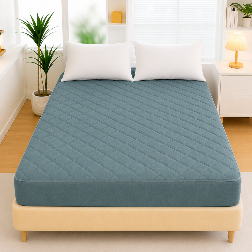 cotton Waterproof Quilted Mattress cover-see green