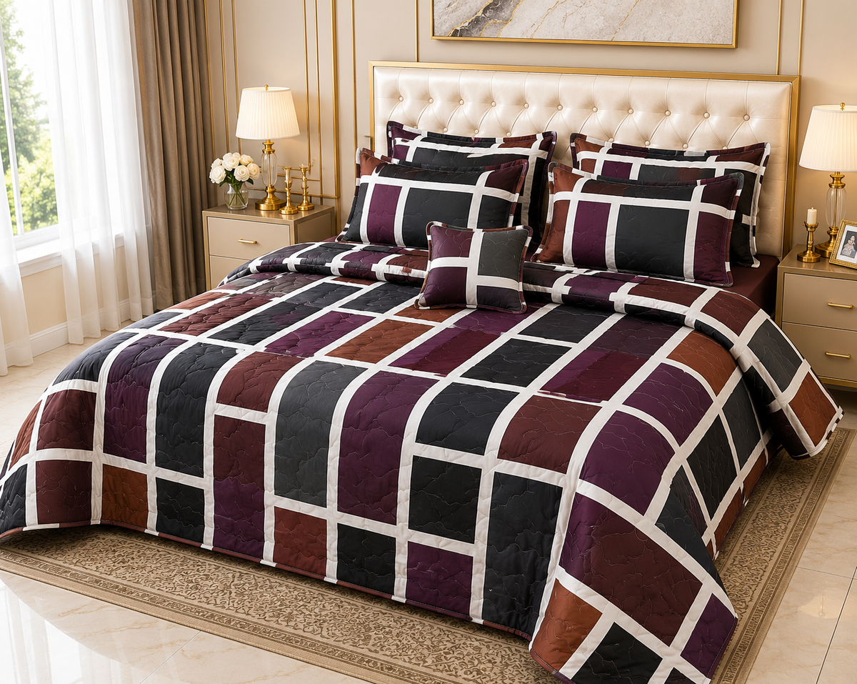 7-Piece Full Comforter Bed Set with Cushions