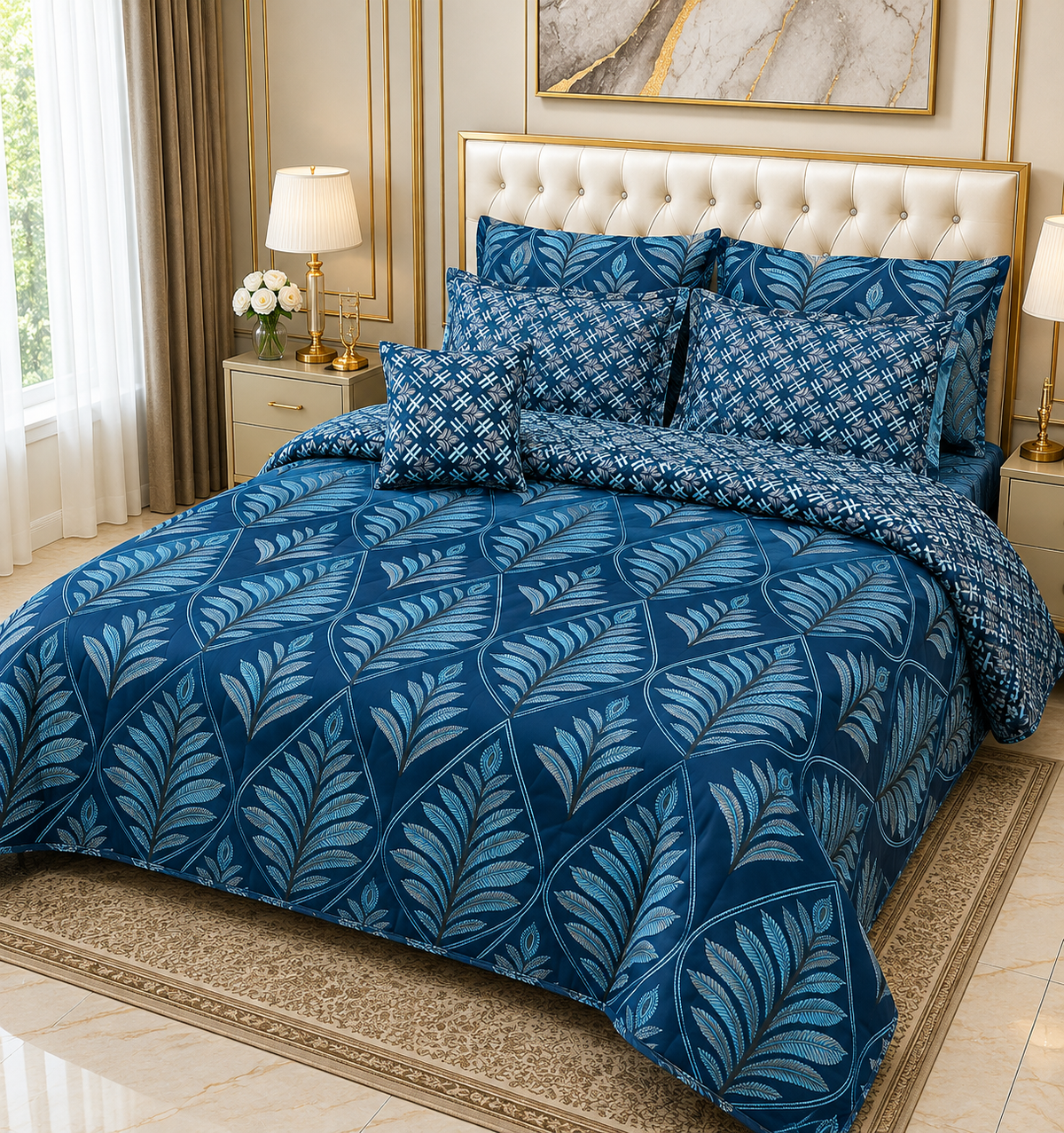 7-Piece Comforter Set for King Size Bed Quilted