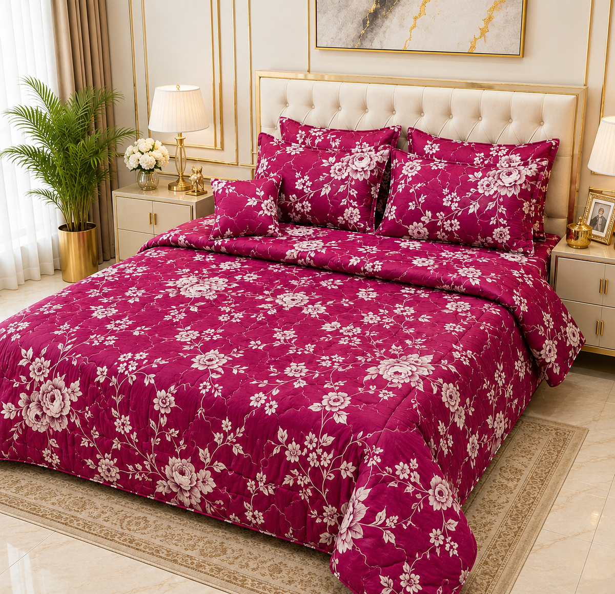 Modern King Size Quilted Bedding Set