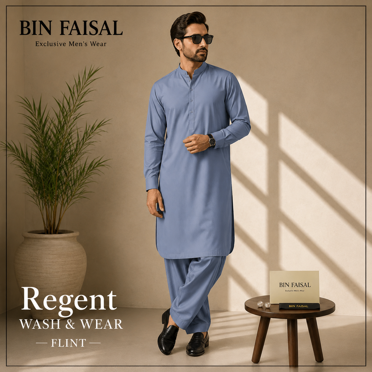 Bin Faisal  Premium Wash & Wear-LIGHT GRAY