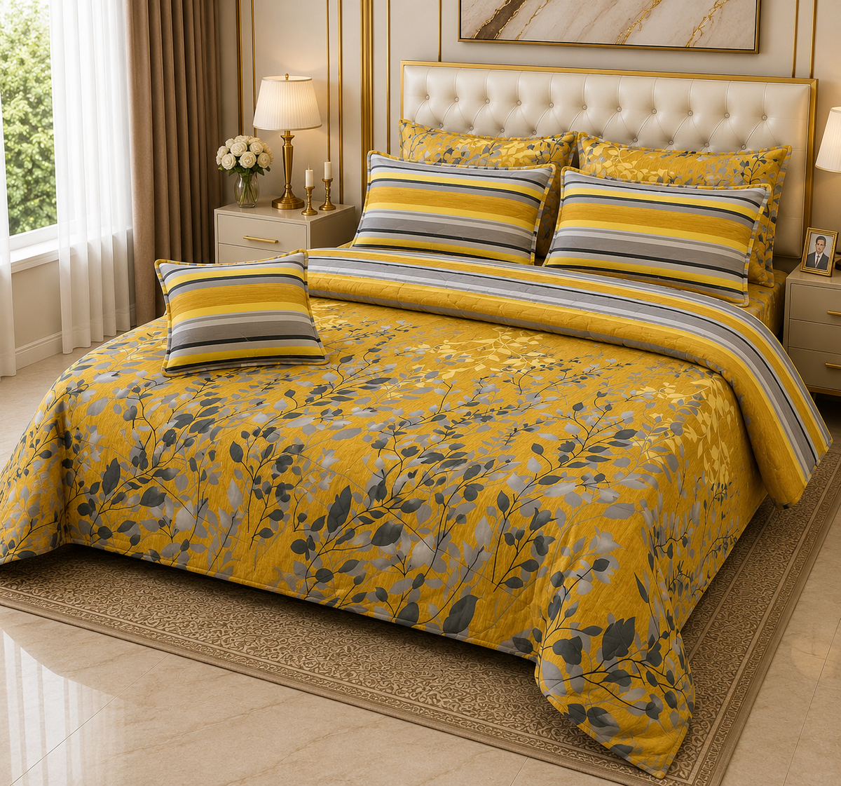 7-Piece Designer Quilted Comforter Set King Size