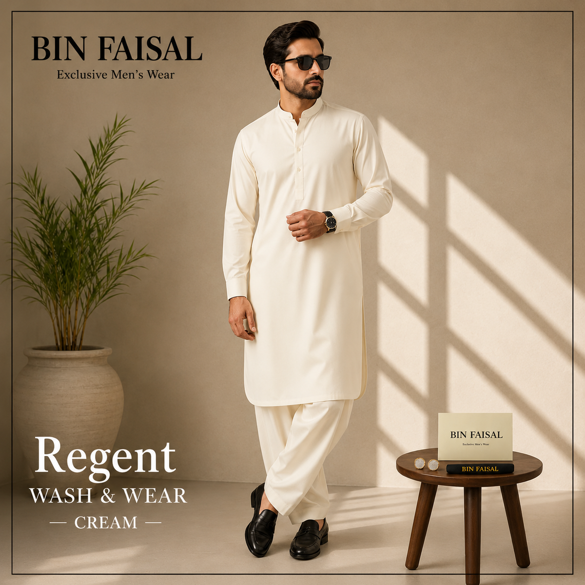 Bin Faisal  Premium Wash & Wear-CREAM