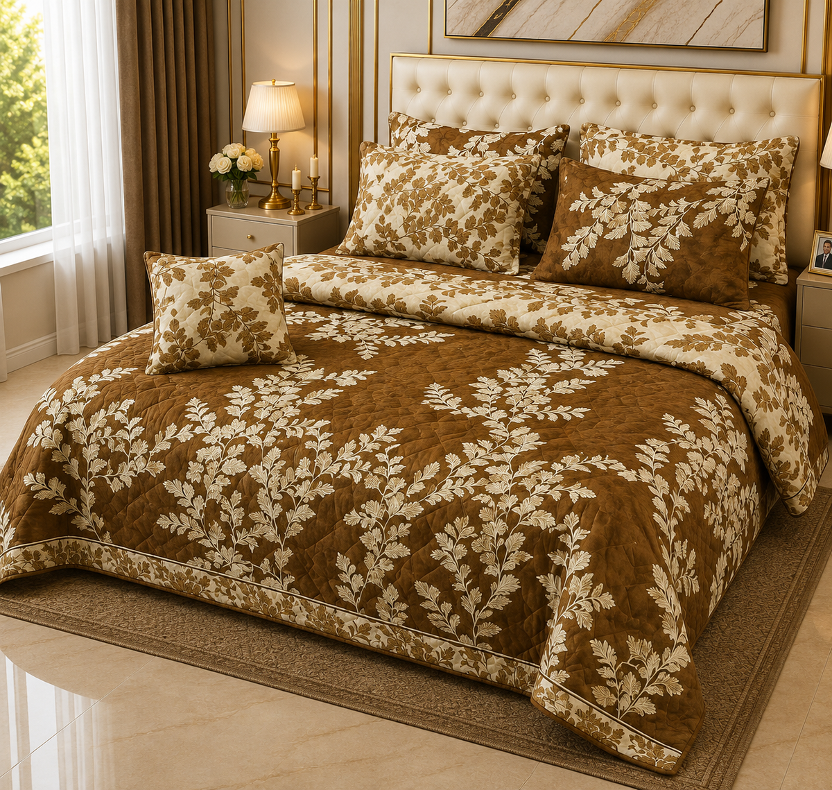 King Size 7-Piece Quilted Comforter Set with Pillow Covers
