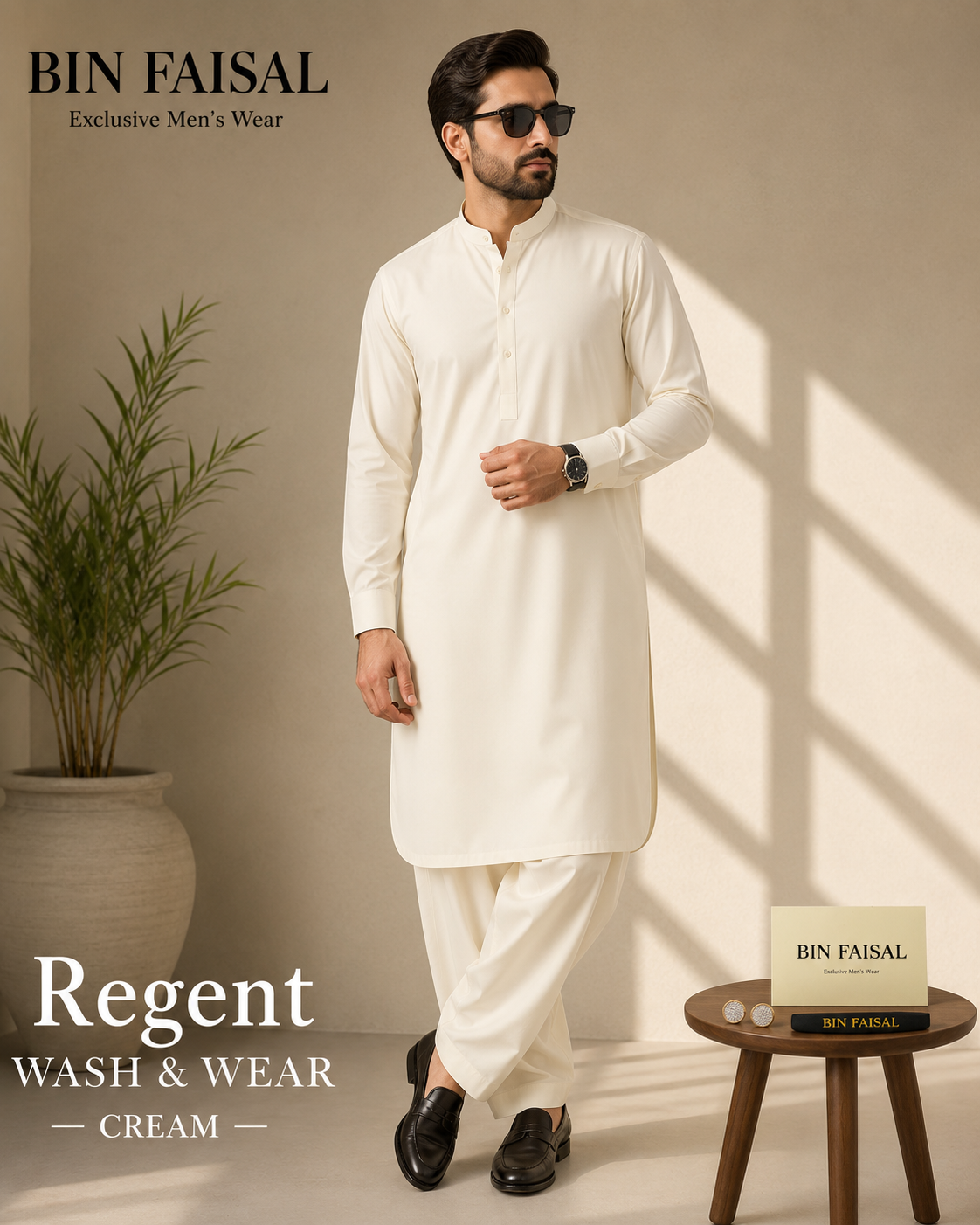 Bin Faisal  Premium Wash & Wear-CREAM