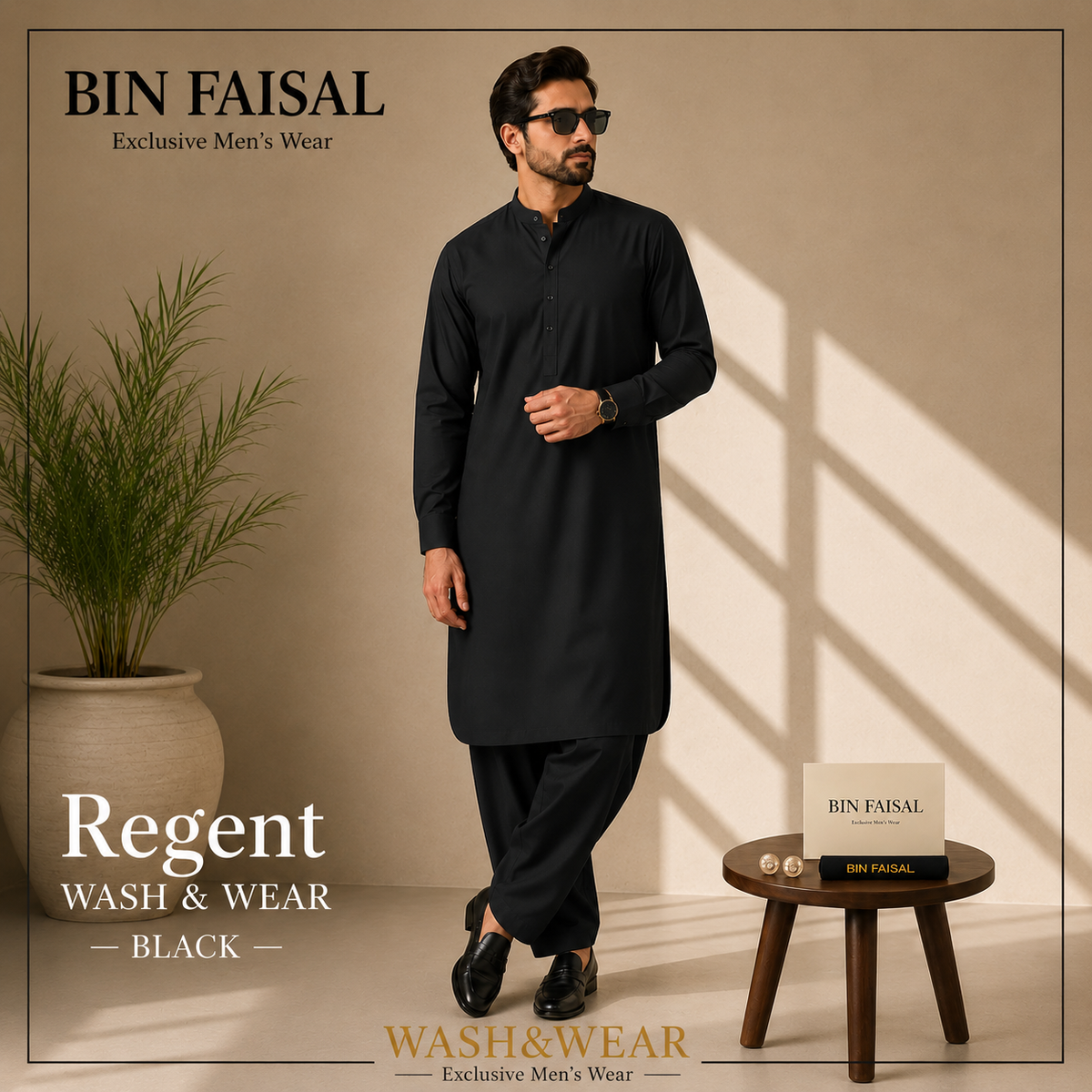 Bin Faisal  Premium Wash & Wear-BLACK