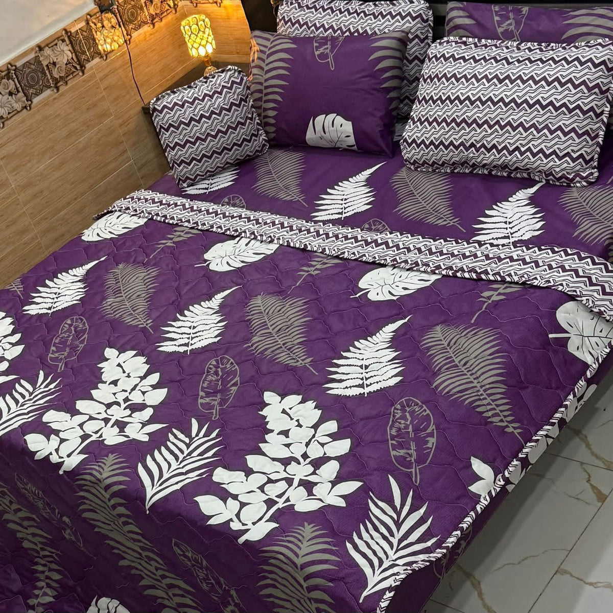 King Size 7-Piece Bed Set Quilted Double Sided