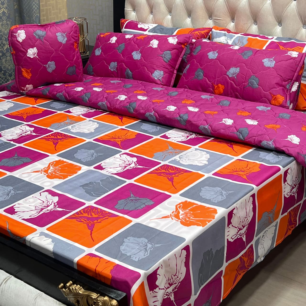 7-Piece Modern Print Quilted Bed Set