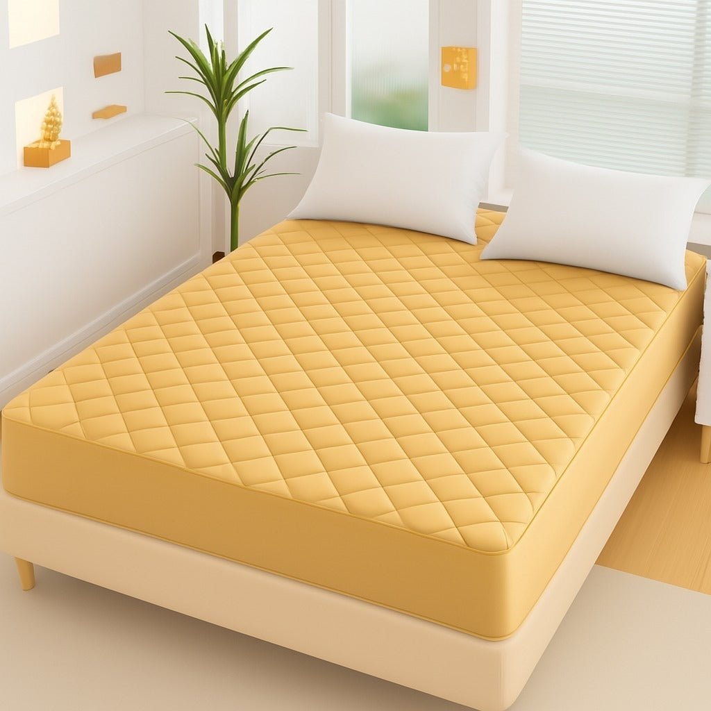 cotton Waterproof Quilted Mattress cover-yellow