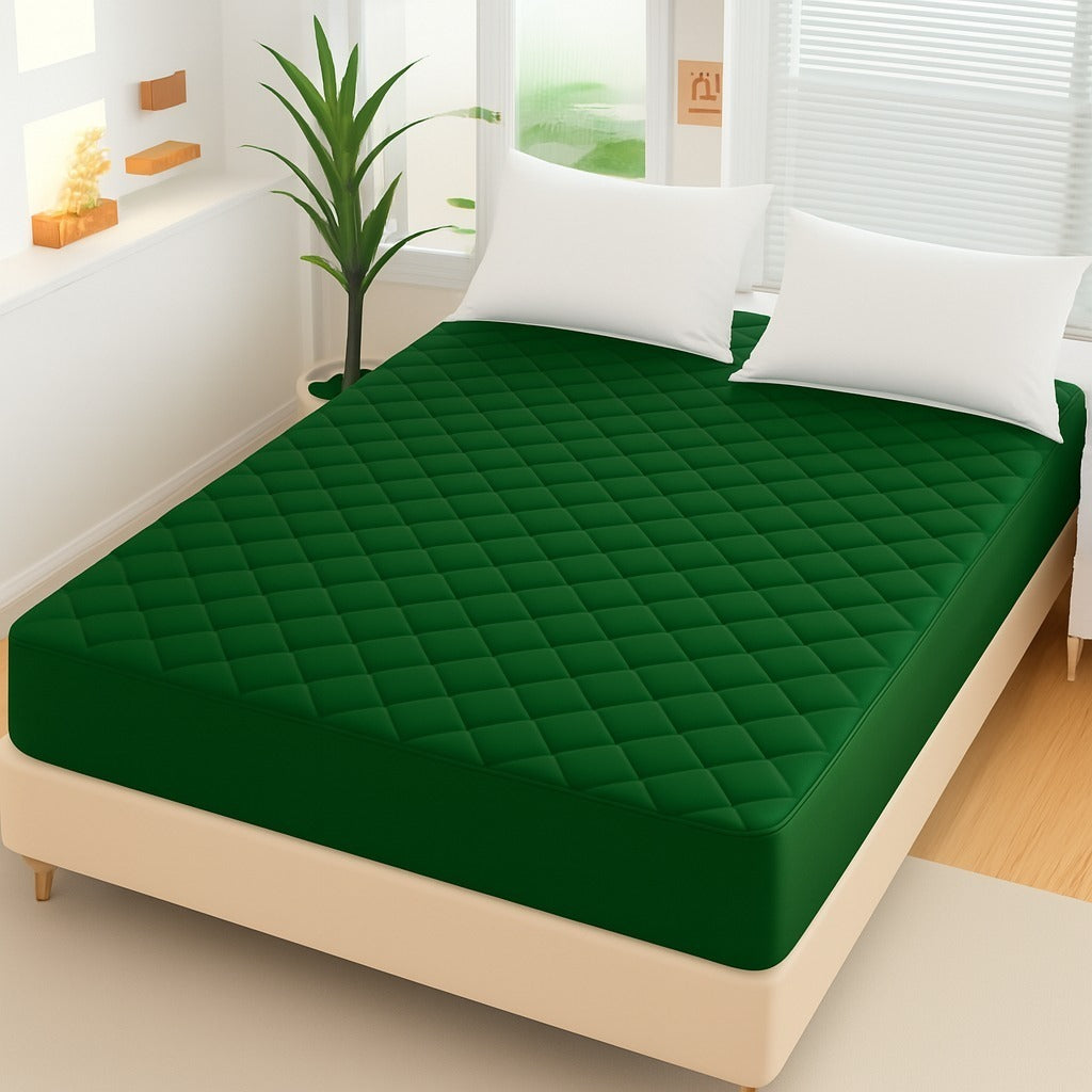 cotton Waterproof Quilted Mattress cover-green