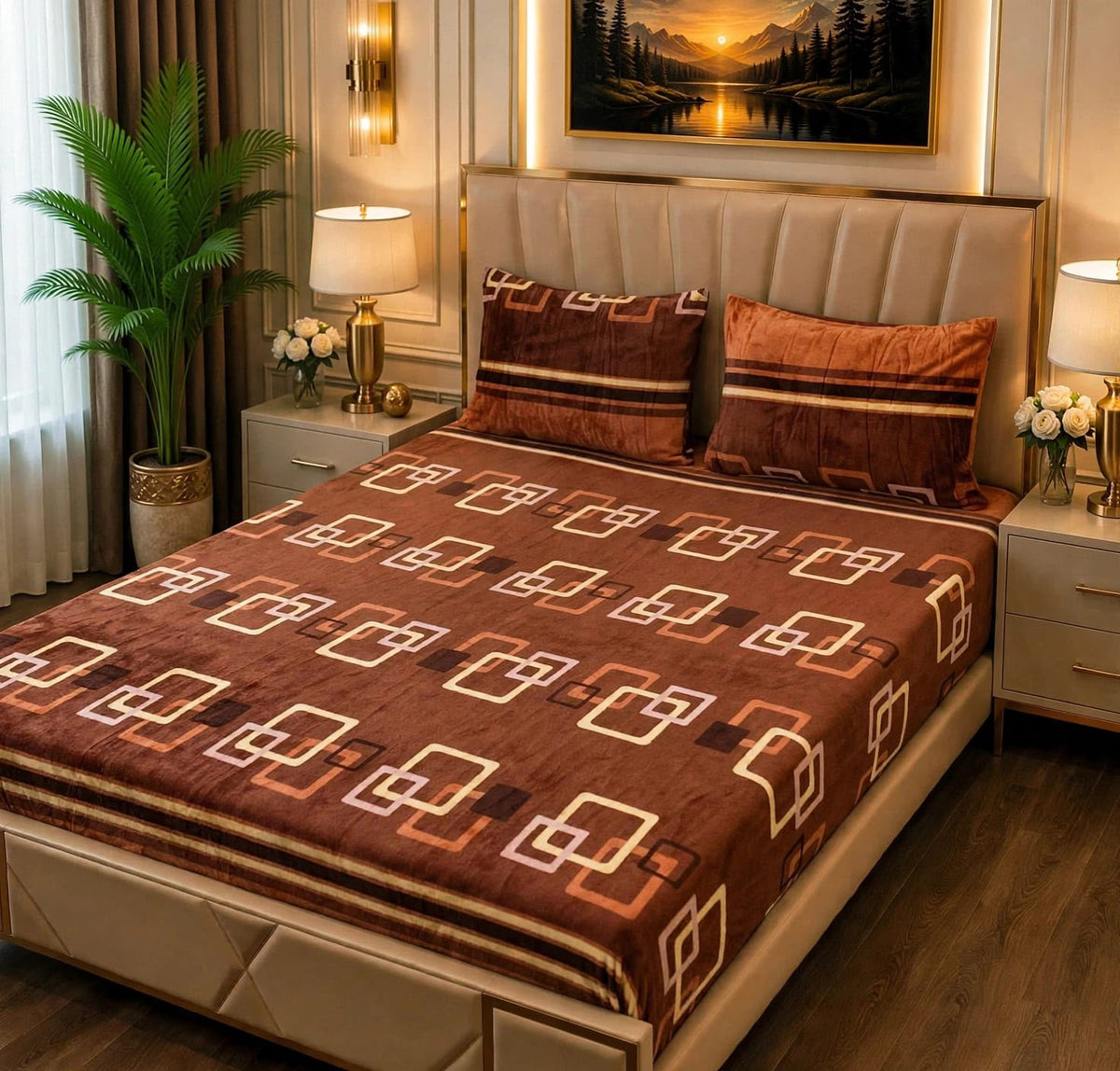 Soft 3pc fleece bedsheet-King size