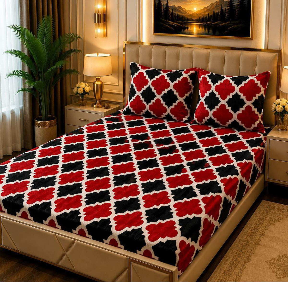 Soft 3pc fleece bedsheet-King size