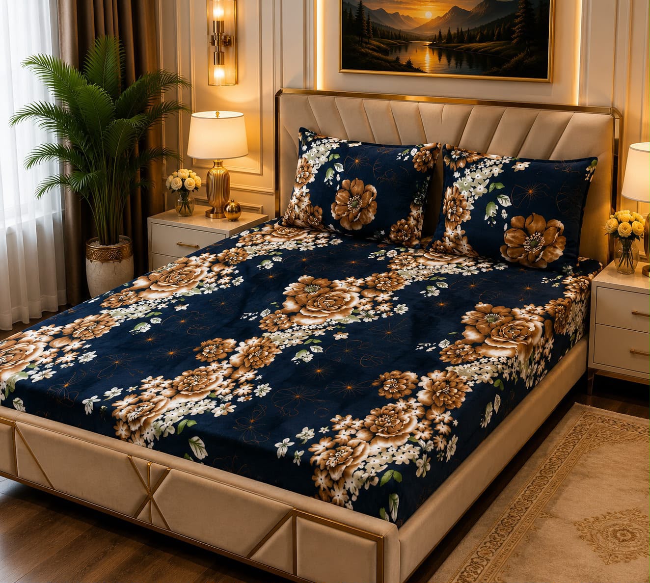 Soft 3pc fleece bedsheet-King size