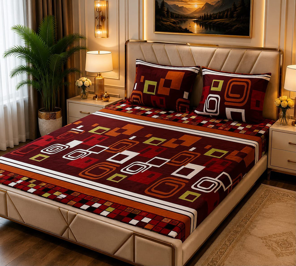 Soft 3pc fleece bedsheet-King size