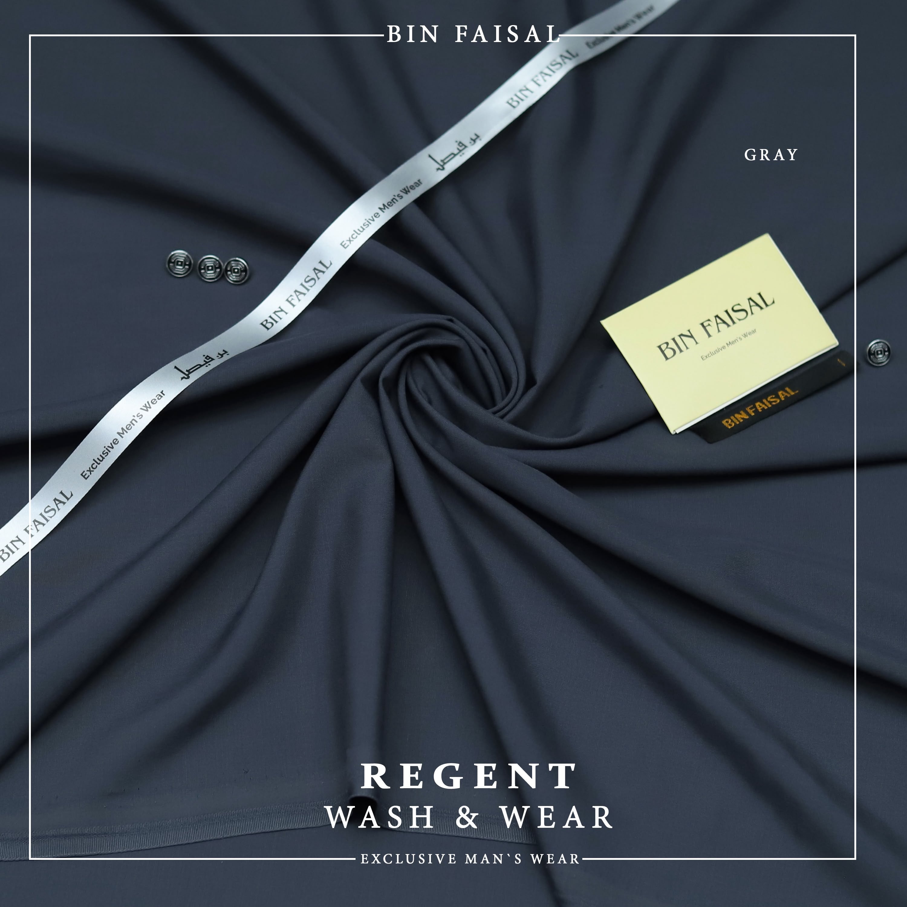 Bin Faisal  Premium Wash & Wear-GRAY COLOR