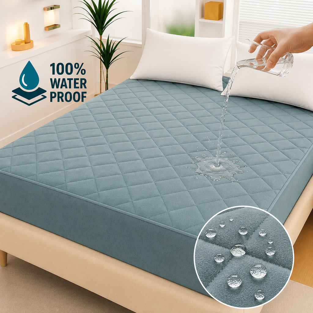 cotton Waterproof Quilted Mattress cover-see green