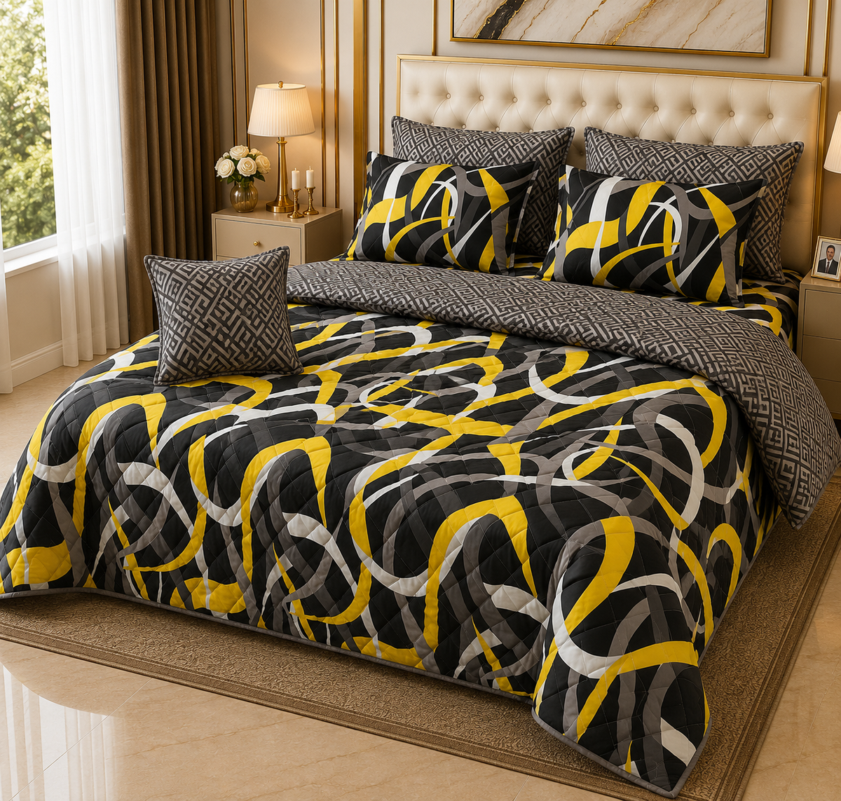 Elegant 7-Piece King Size Quilted Bed Set