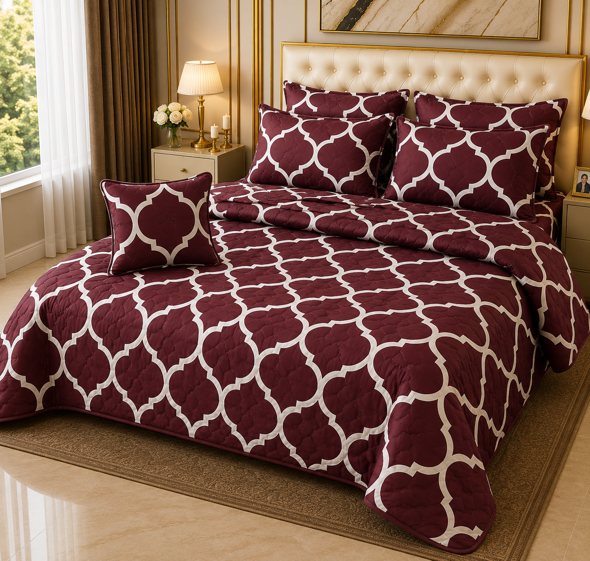 7-Piece Modern Print Quilted Bed Set