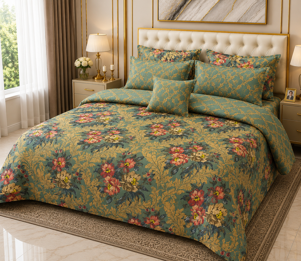 Royal 7-Piece Quilted Comforter Set with Cushions