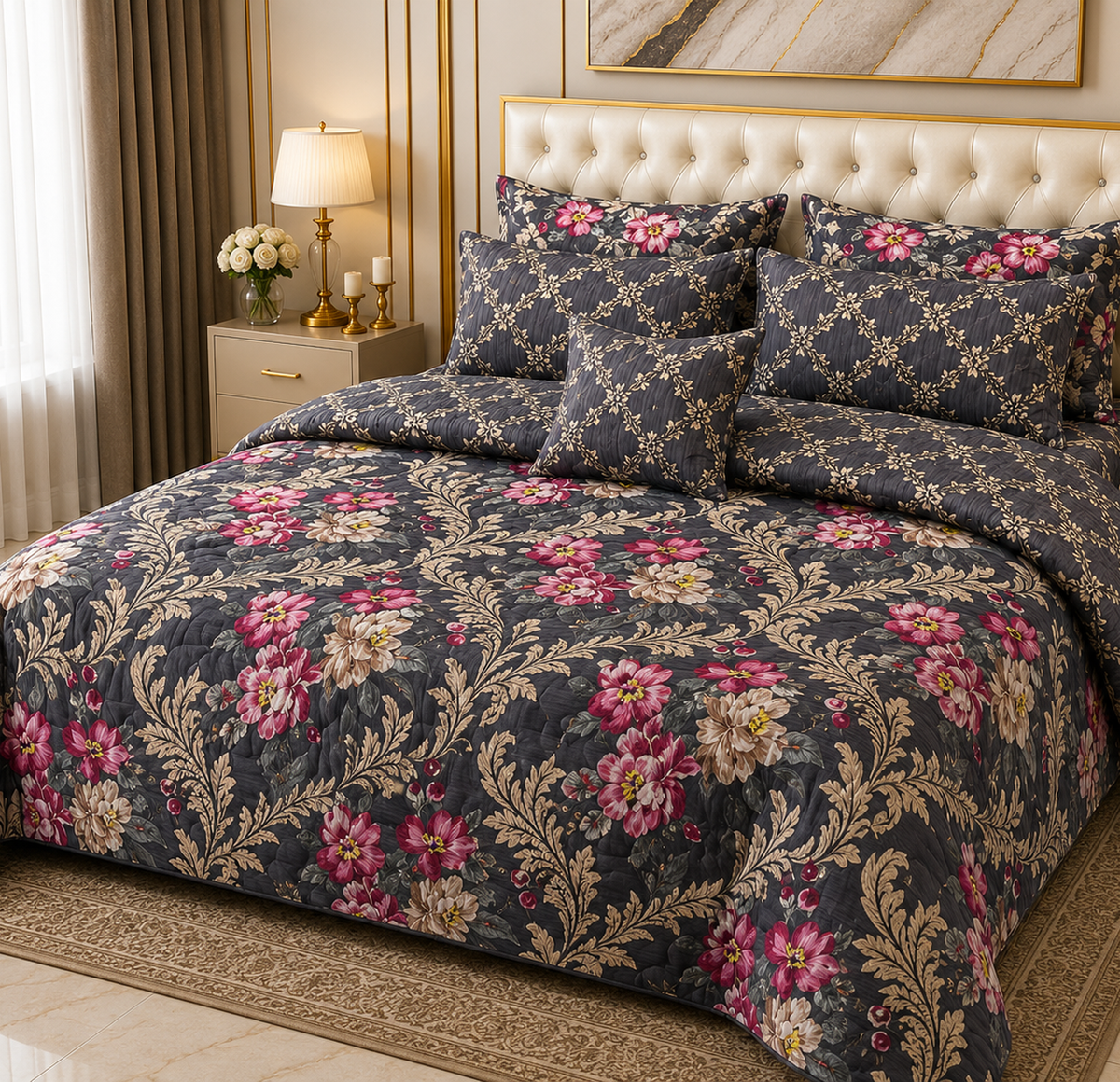 7-Piece Bridal Quilted Comforter Set King Size