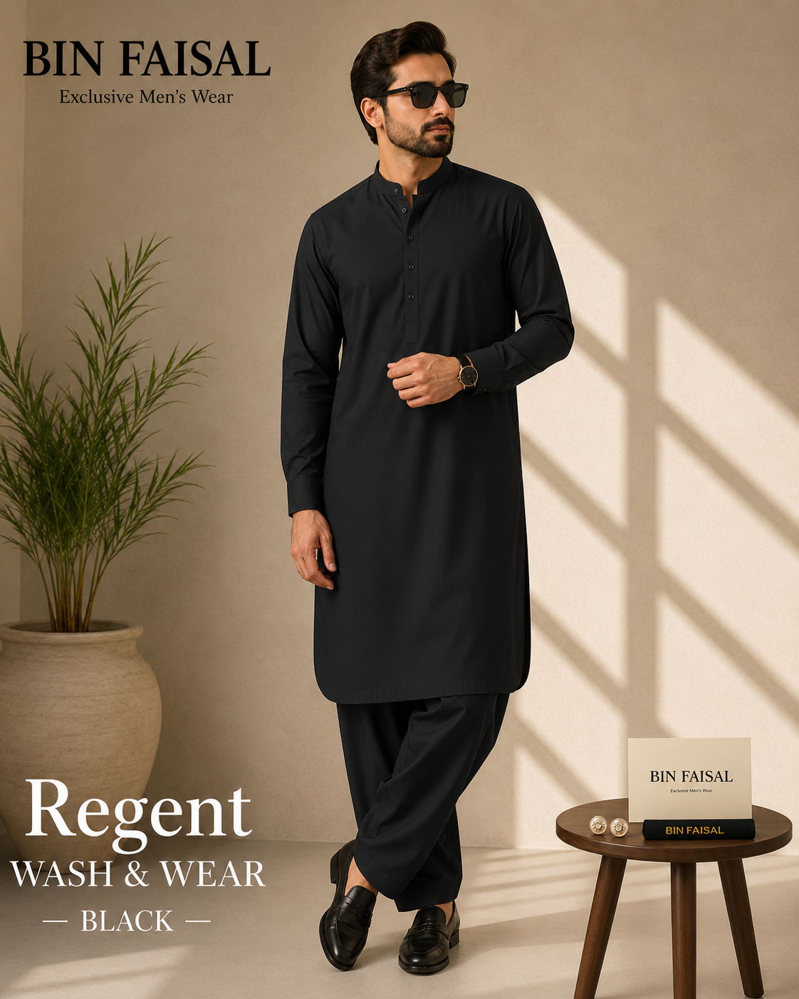 Bin Faisal  Premium Wash & Wear-BLACK