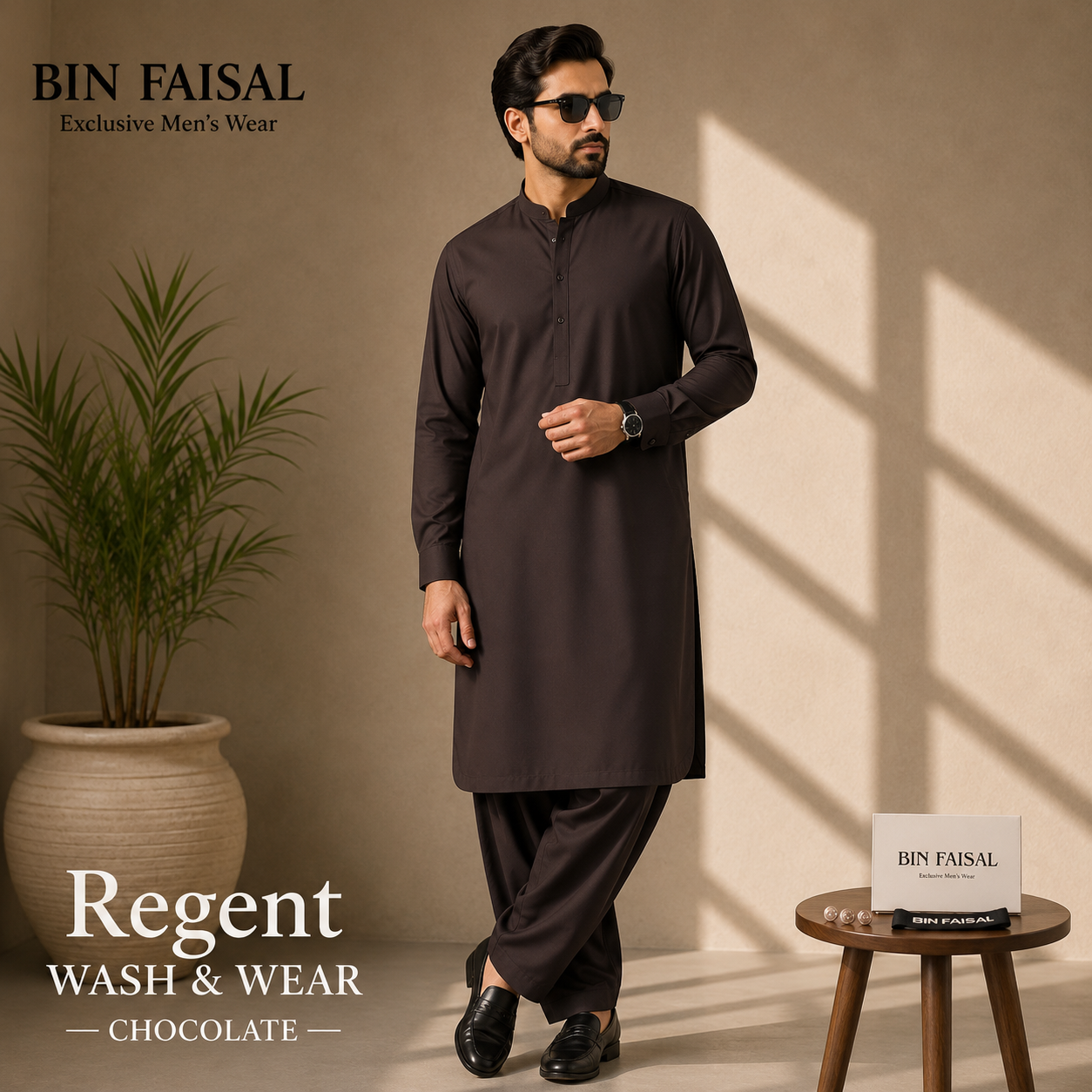 Bin Faisal  Premium Wash & Wear-CHOCOLATE