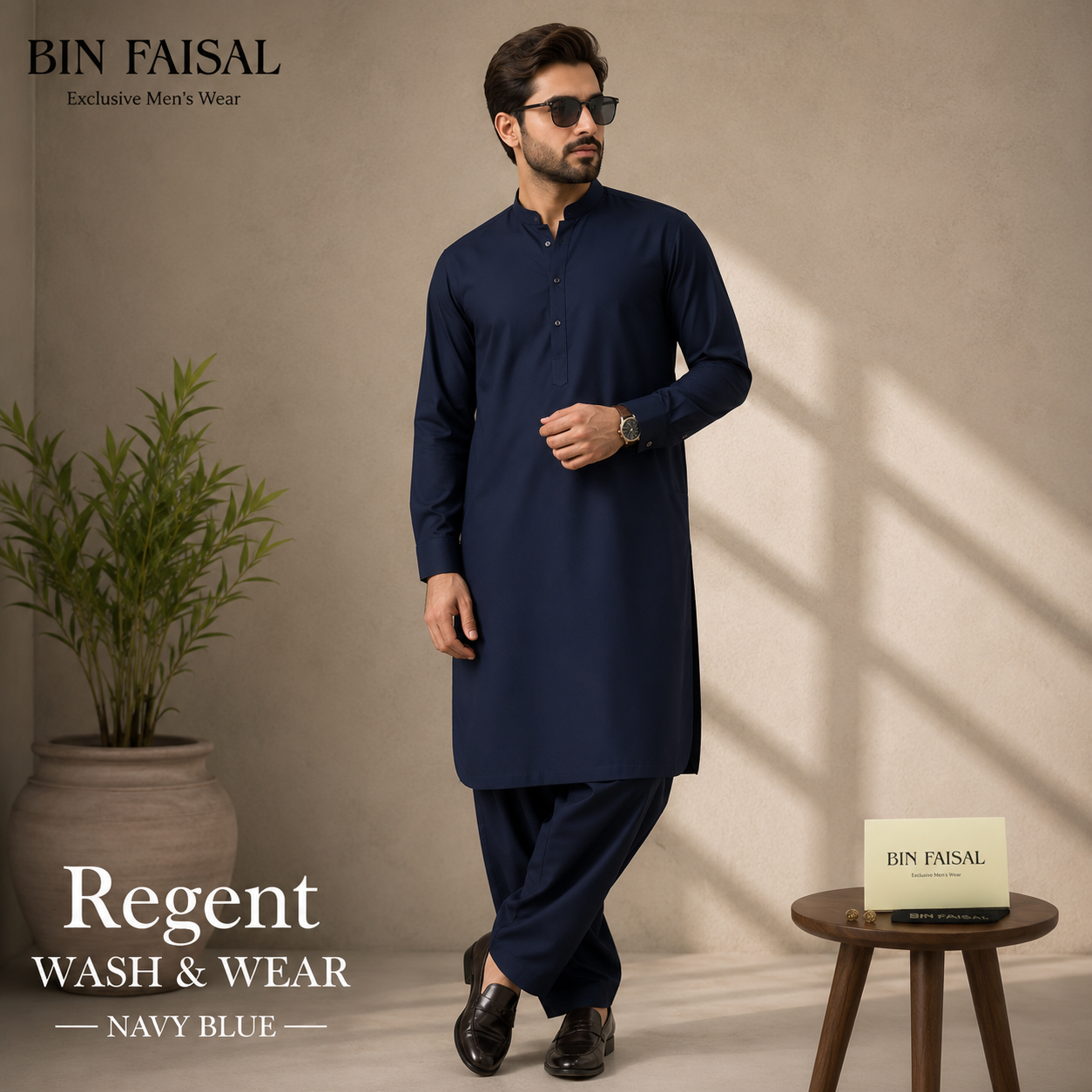 Bin Faisal  Premium Wash & Wear-NAVY BLUE