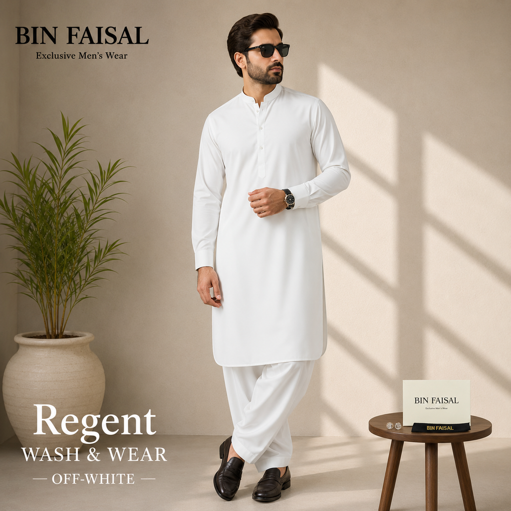 Bin Faisal  Premium Wash & Wear-OFF WHITE