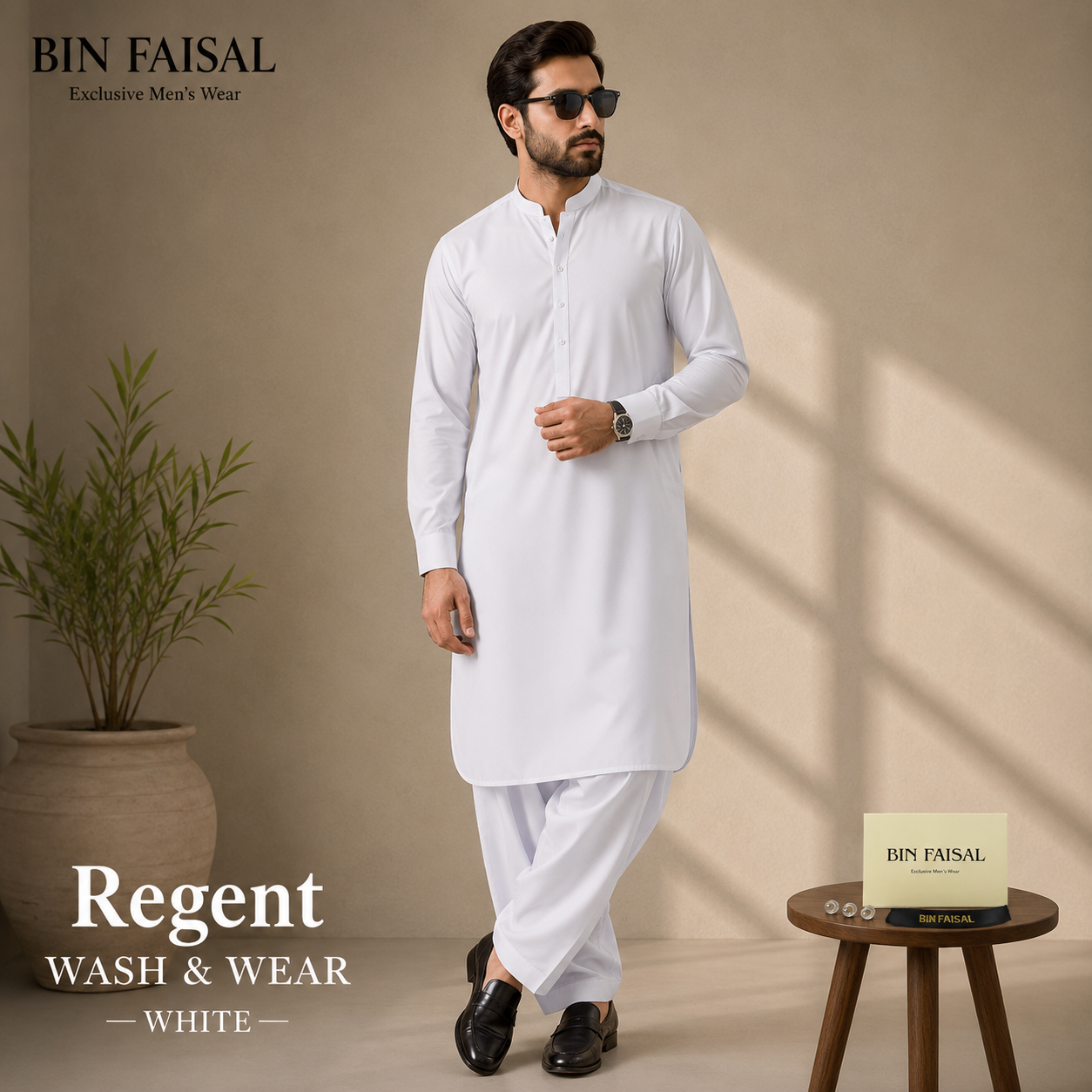 Bin Faisal  Premium Wash & Wear-WHITE